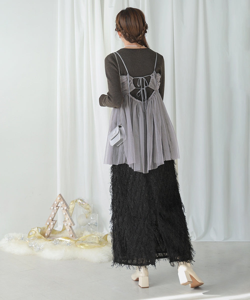 LAME TULLE CAMI TOPS