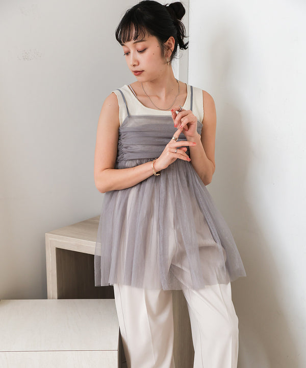 LAME TULLE CAMI TOPS