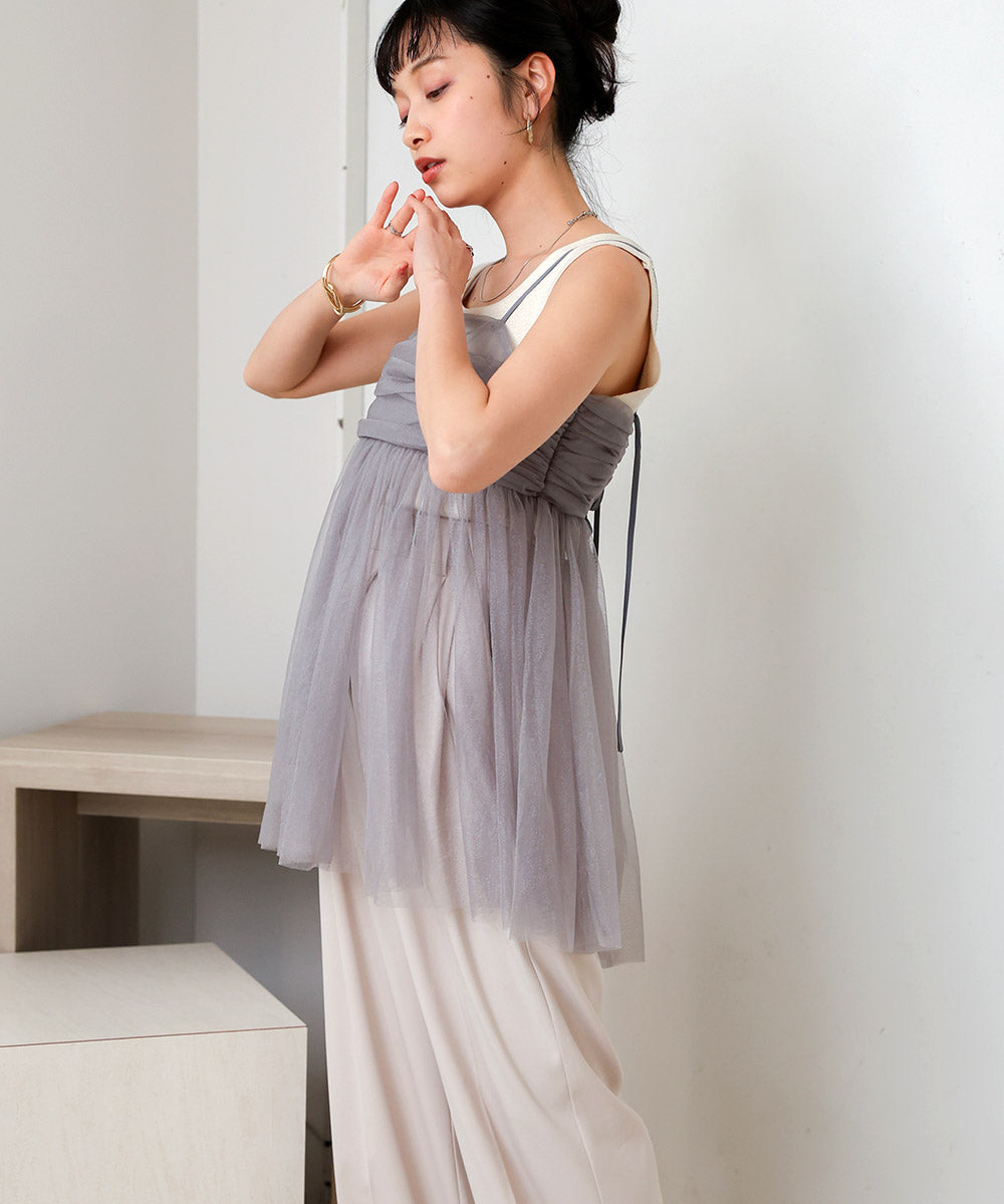 LAME TULLE CAMI TOPS