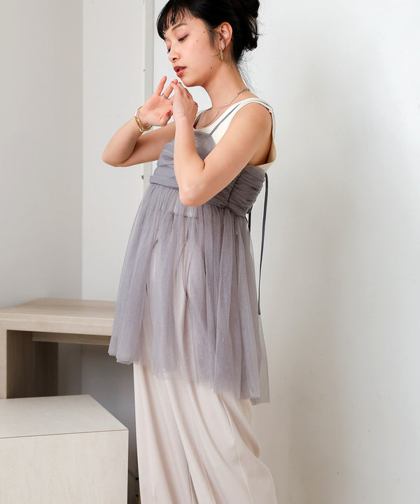 LAME TULLE CAMI TOPS