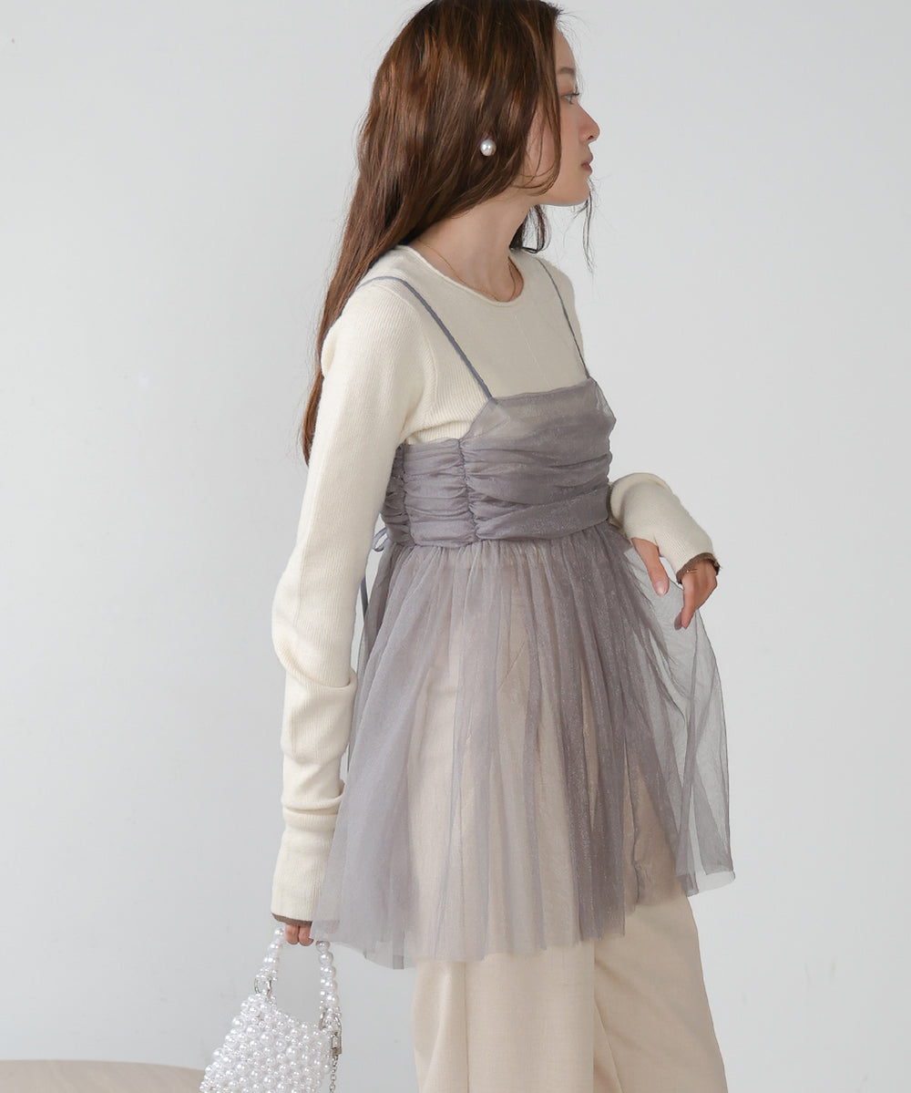 LAME TULLE CAMI TOPS
