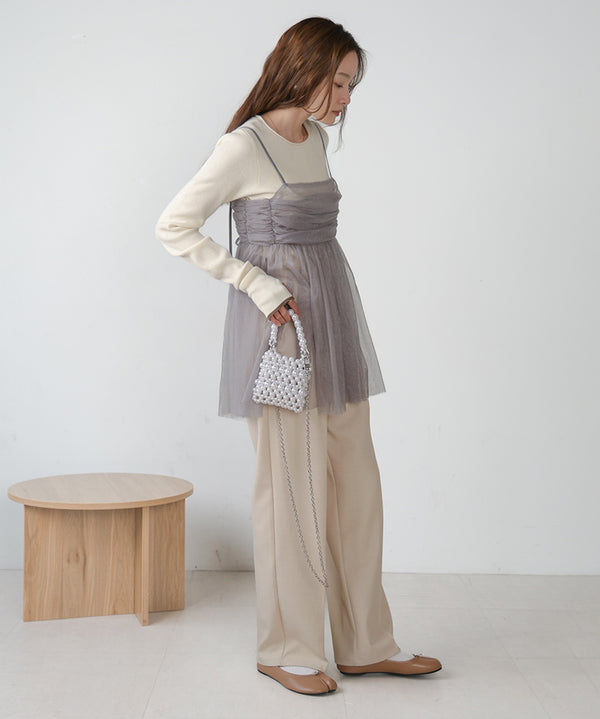 LAME TULLE CAMI TOPS