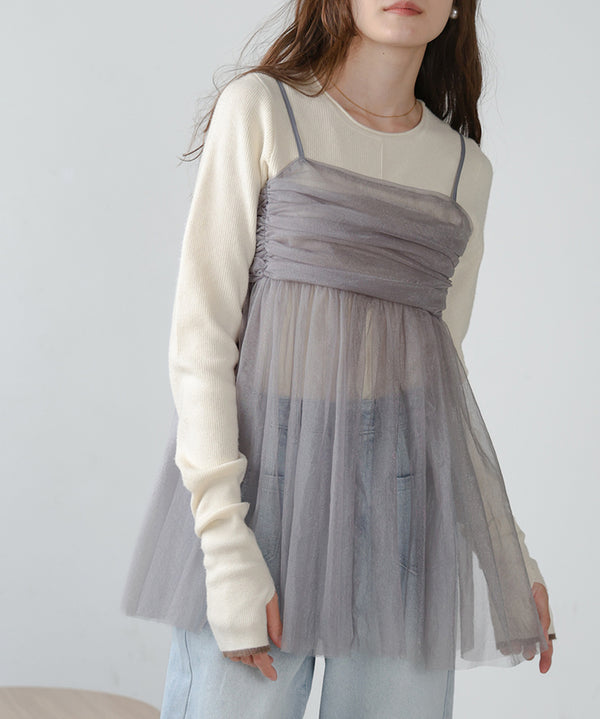 LAME TULLE CAMI TOPS