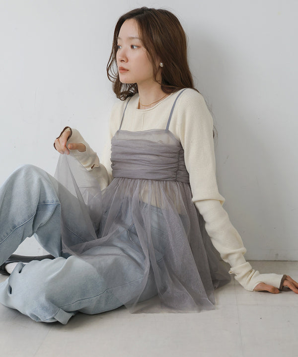 LAME TULLE CAMI TOPS