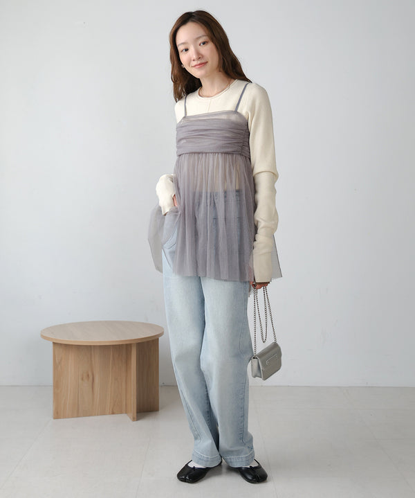 LAME TULLE CAMI TOPS