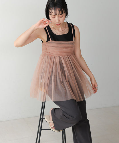 LAME TULLE CAMI TOPS