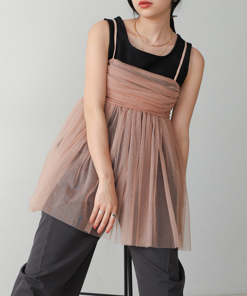 LAME TULLE CAMI TOPS