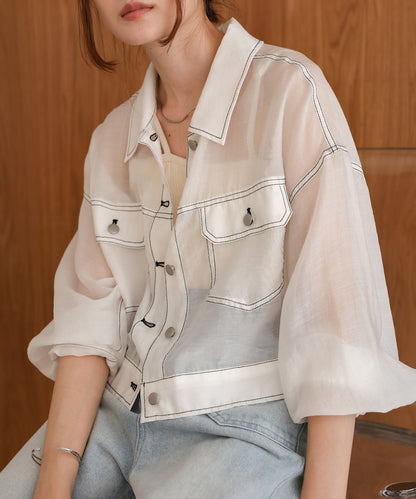 sheer shirt blouson