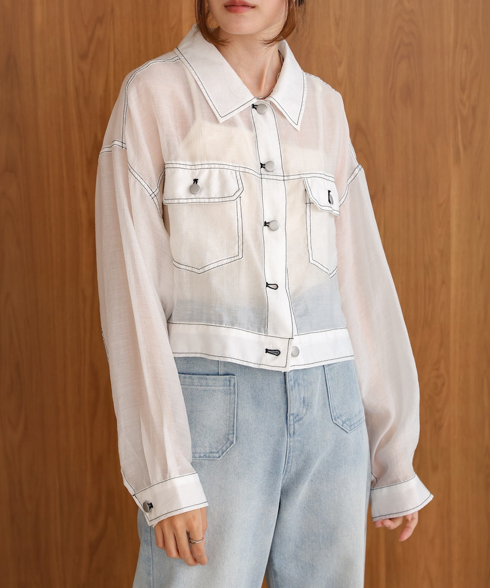 sheer shirt blouson