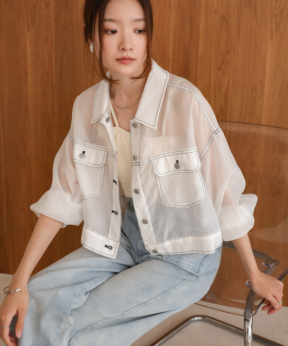 sheer shirt blouson