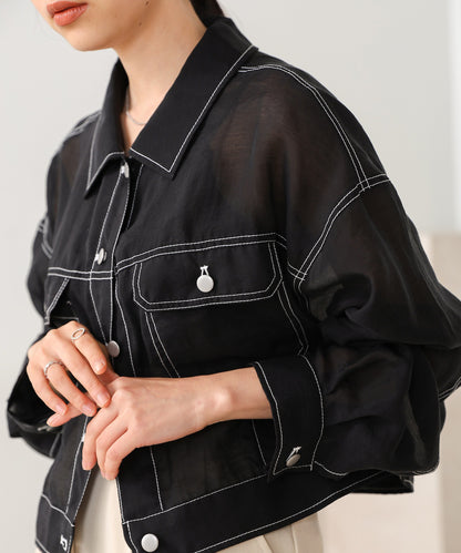 sheer shirt blouson