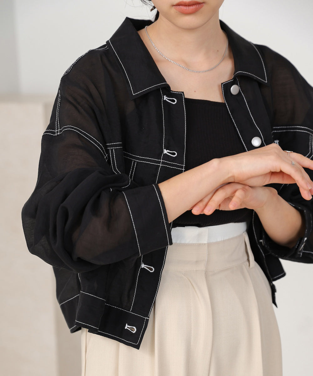 sheer shirt blouson