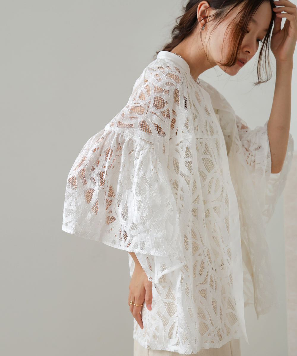 flared lace blouse