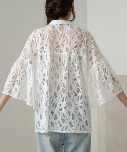 flared lace blouse