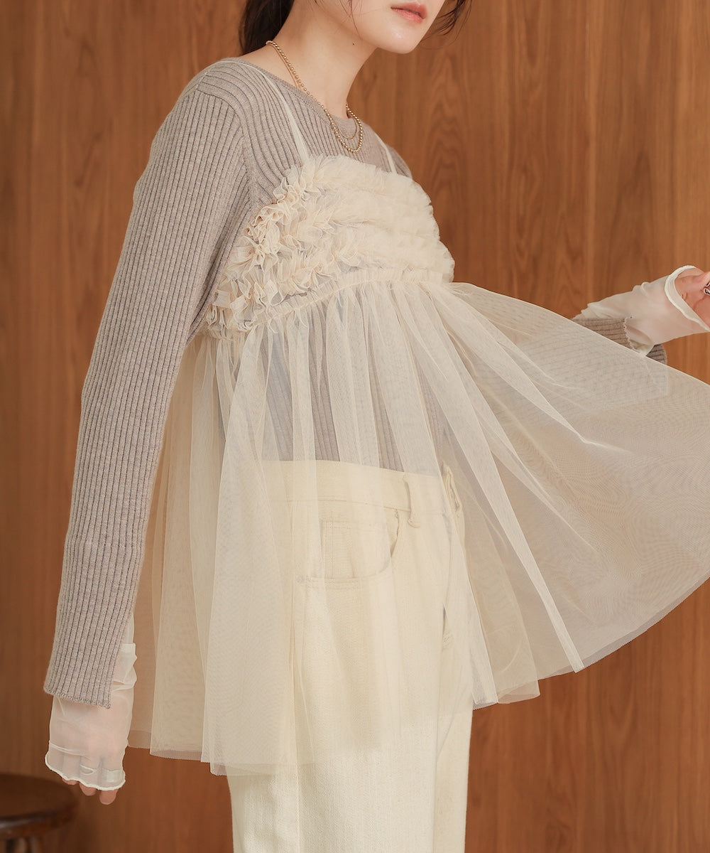 ruffled tulle cami bustier