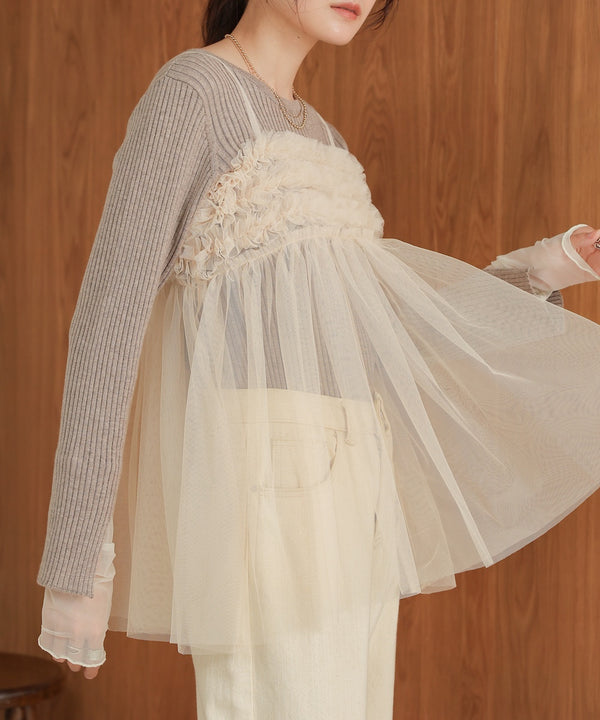ruffled tulle cami bustier