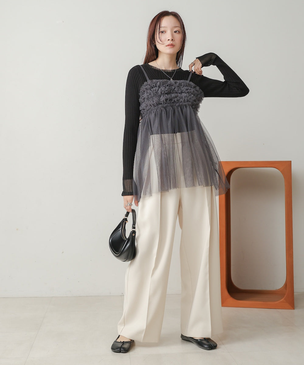 ruffled tulle cami bustier