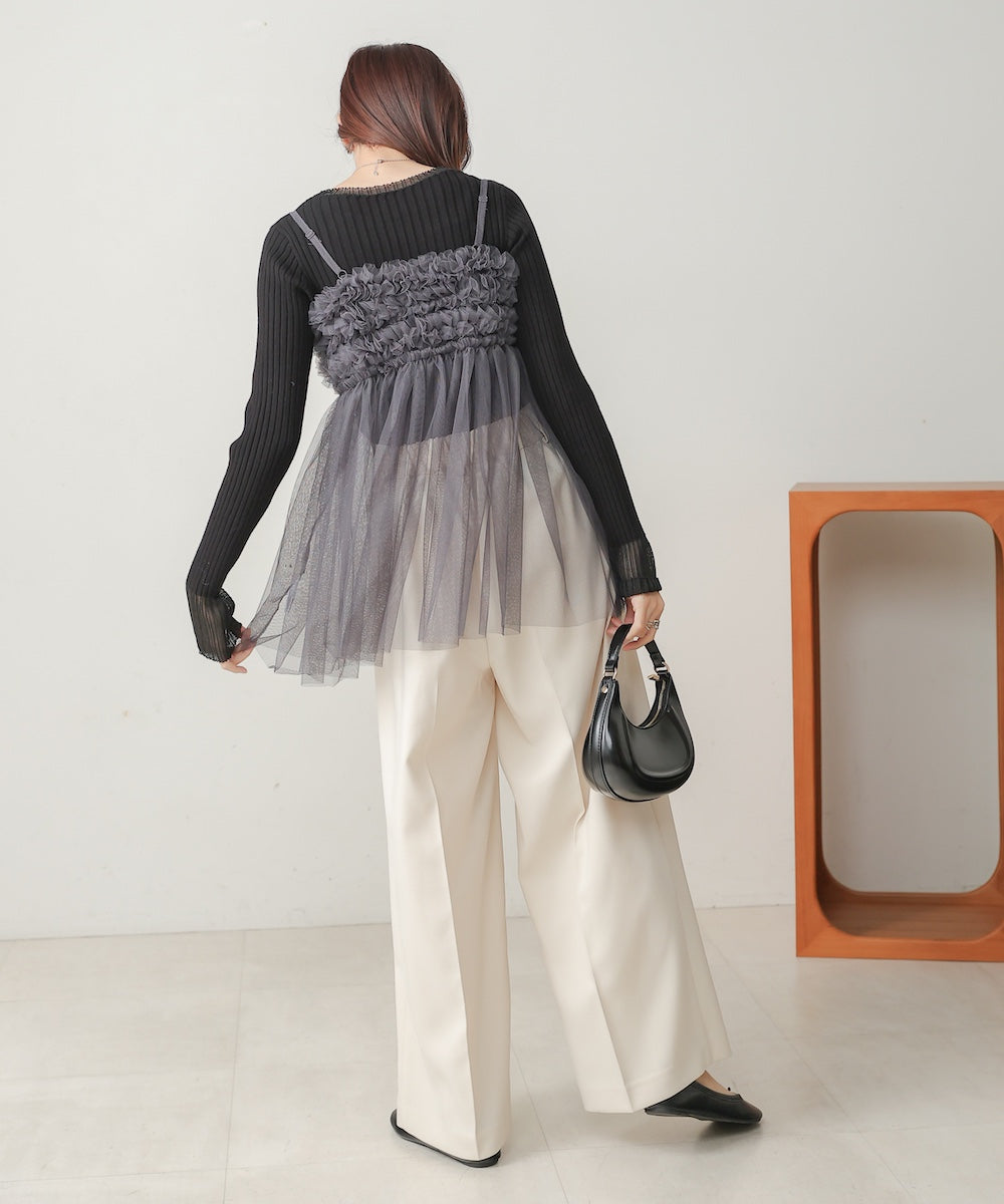 ruffled tulle cami bustier