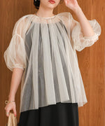 TULLE LAME GATHERED TOPS