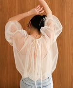TULLE LAME GATHERED TOPS