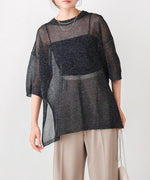 sheer lame knit pullover