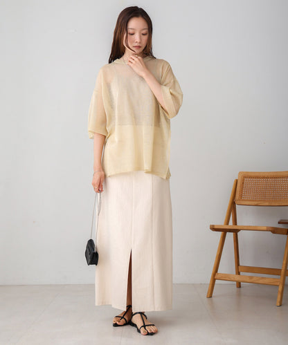 sheer lame knit pullover