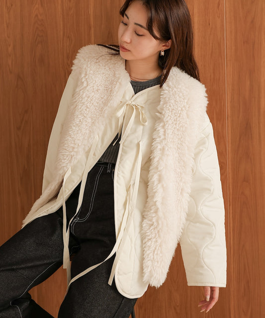 fur set quilted coat