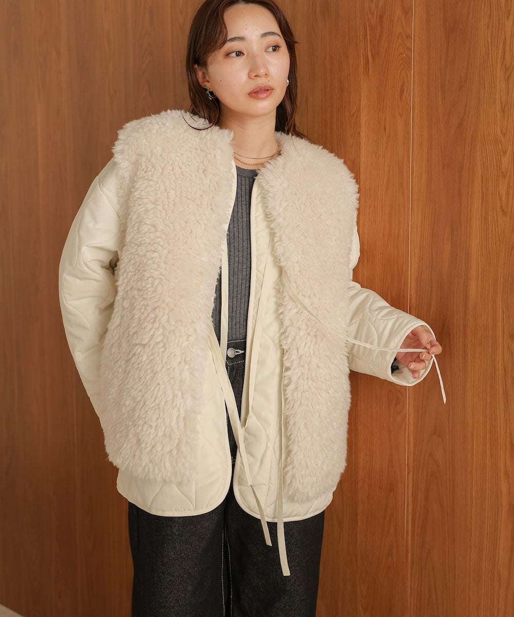 fur set quilted coat