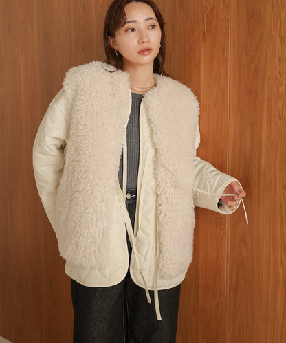 fur set quilted coat