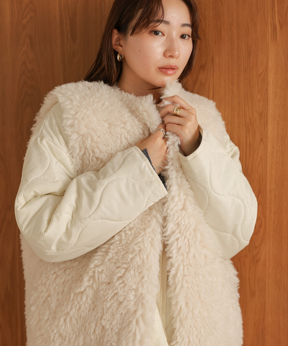 fur set quilted coat