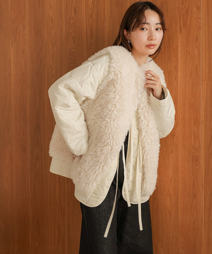 fur set quilted coat