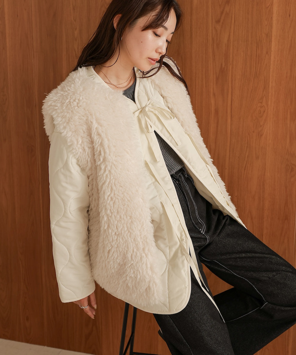 fur set quilted coat