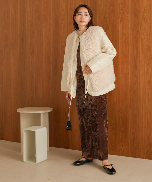 fur set quilted coat