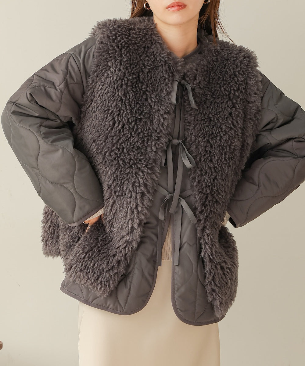 fur set quilted coat