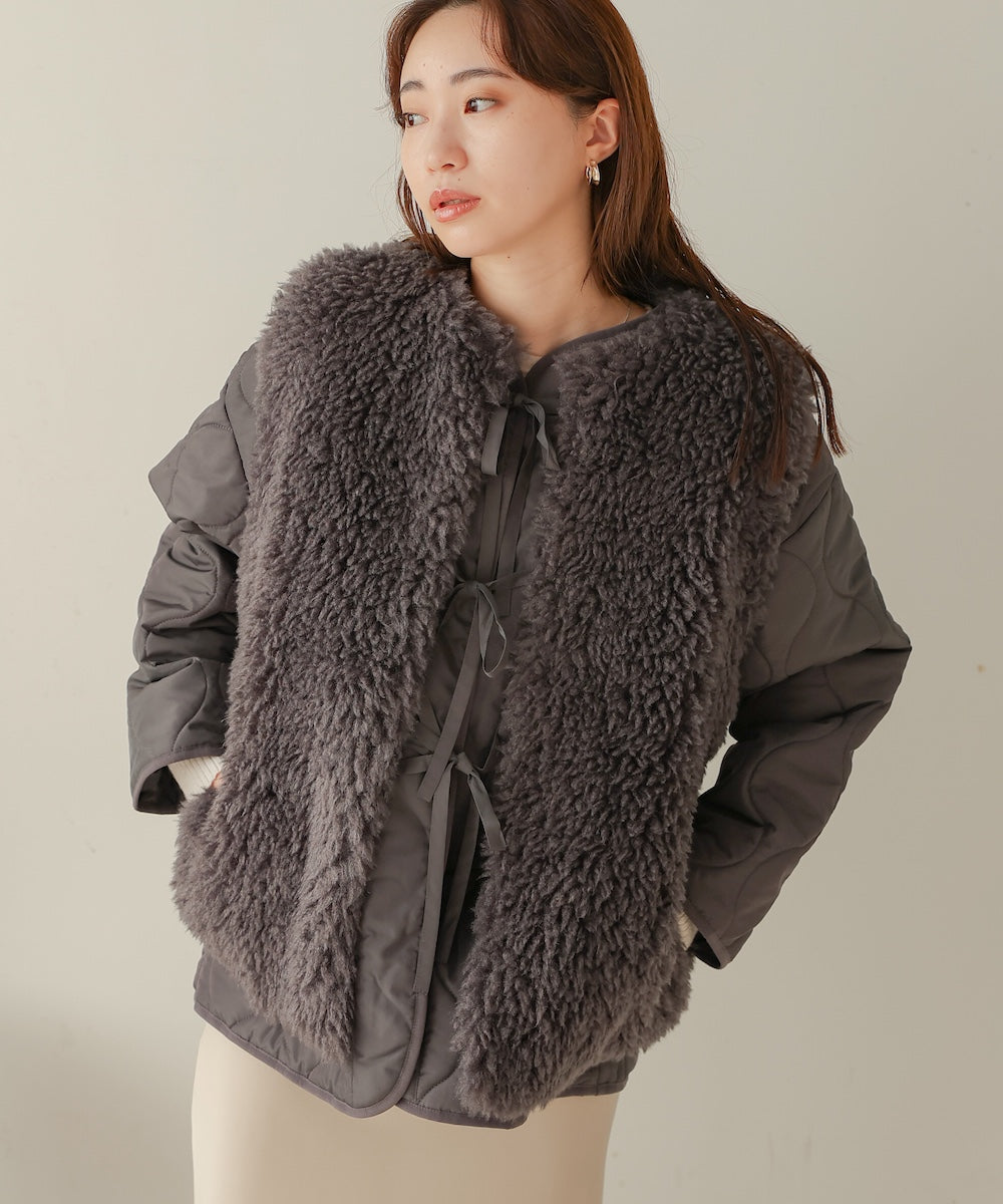 fur set quilted coat