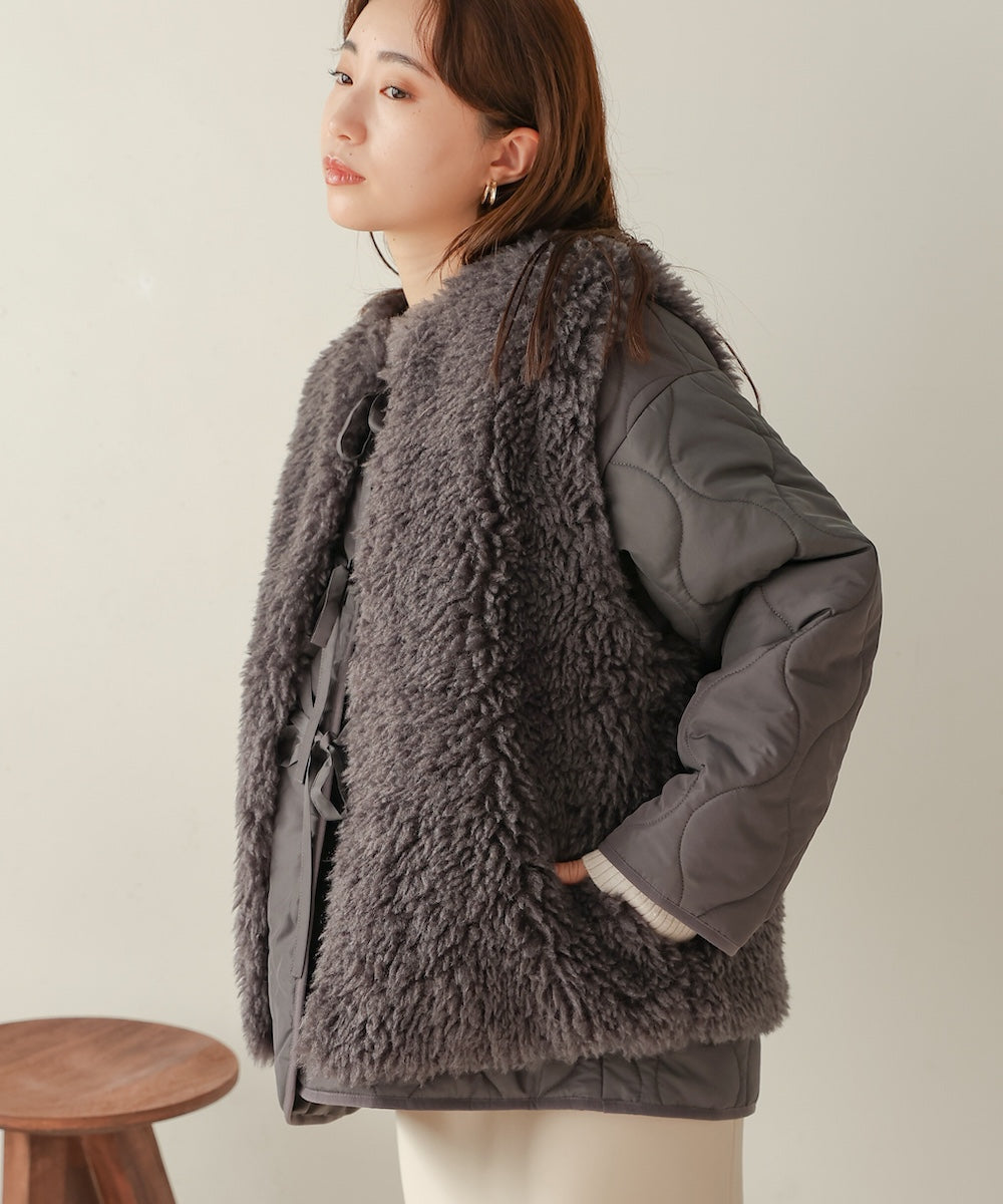 fur set quilted coat