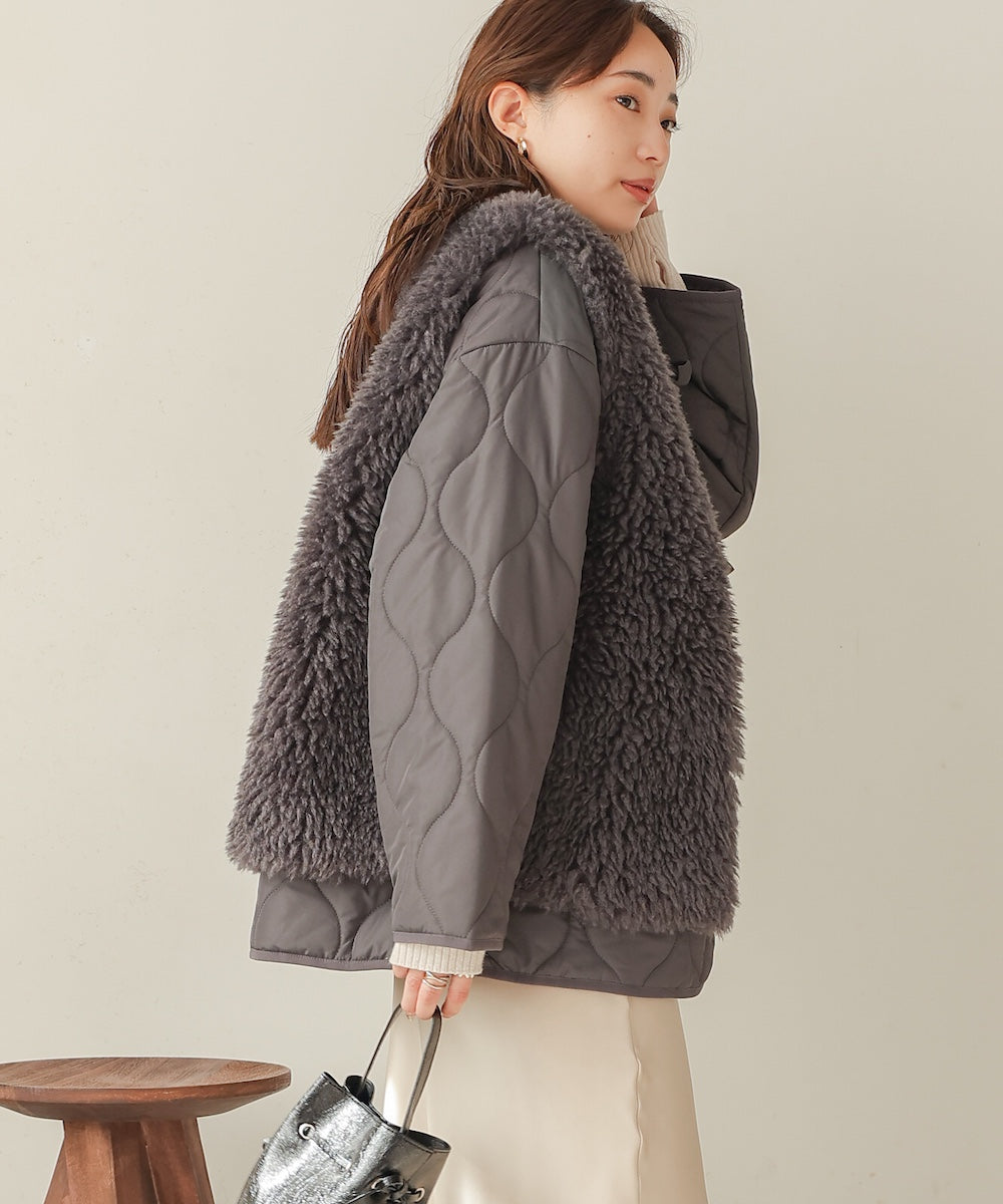 fur set quilted coat