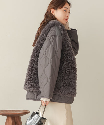 fur set quilted coat