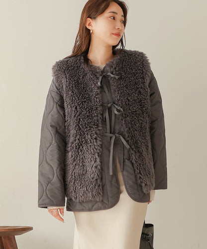 fur set quilted coat