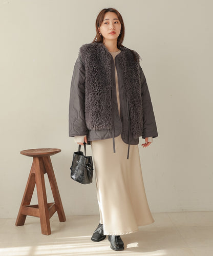 fur set quilted coat