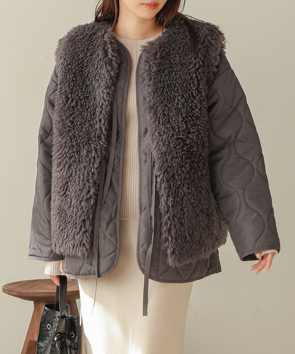 fur set quilted coat