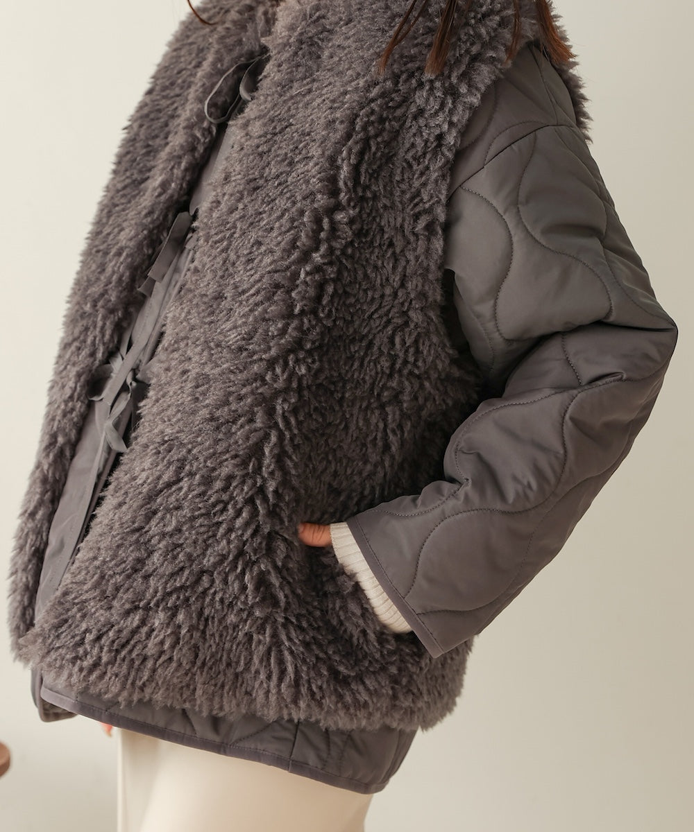 fur set quilted coat