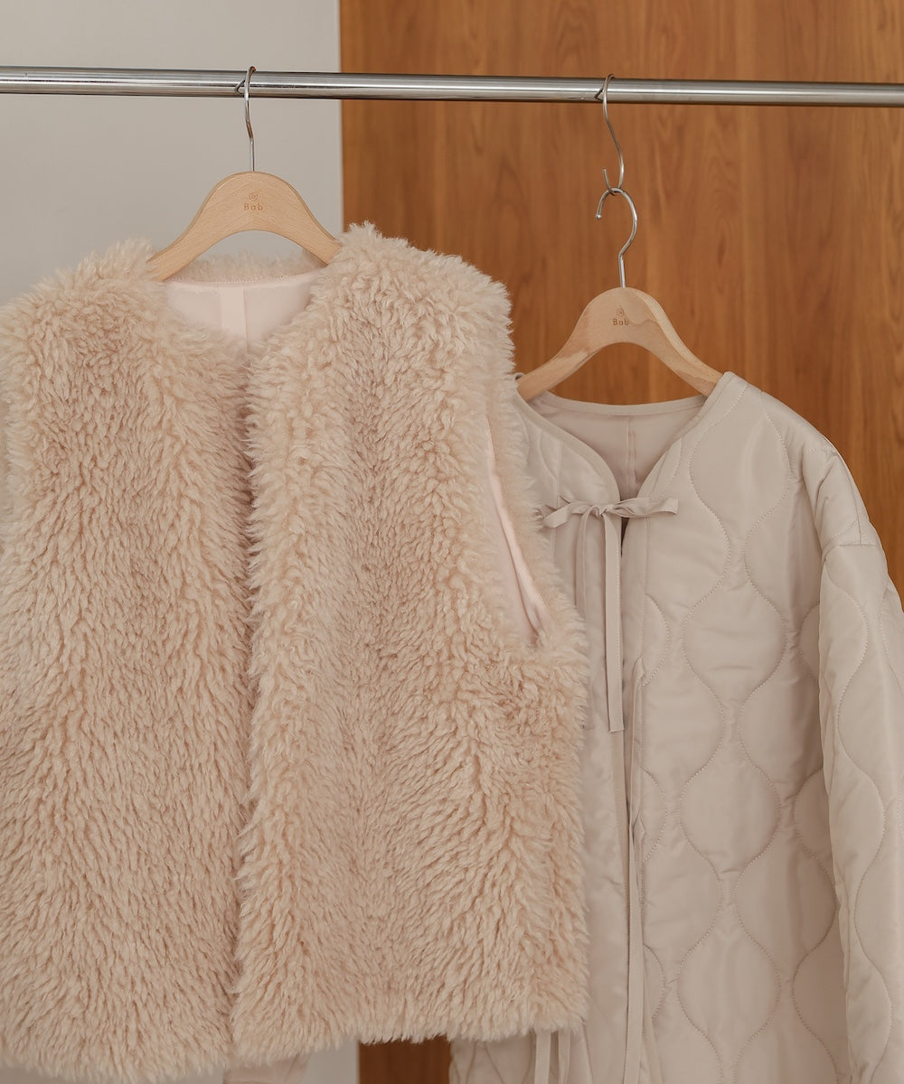 fur set quilted coat