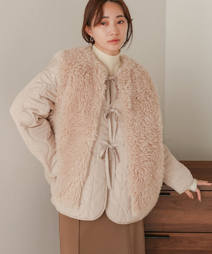 fur set quilted coat