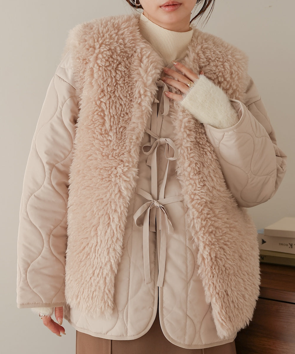 fur set quilted coat