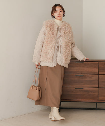 fur set quilted coat