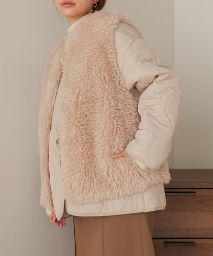 fur set quilted coat