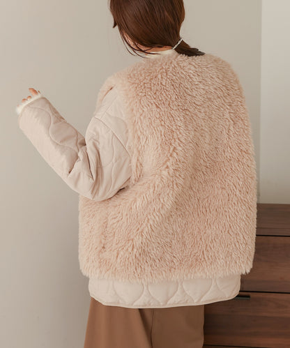 fur set quilted coat