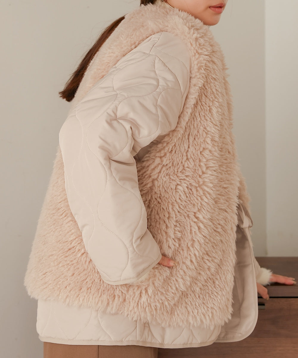 fur set quilted coat