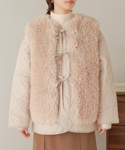 fur set quilted coat